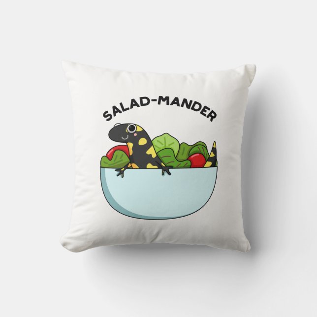 Salad-mander Funny Salamander Animal Pun  Cushion (Front)