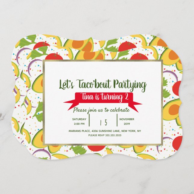 Salad Taco Bout Taco Party Birthday Any Age Invitation (Front/Back)