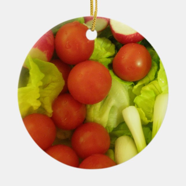 Salad Vegetables Custom Birthday Ceramic Ornament (Front)