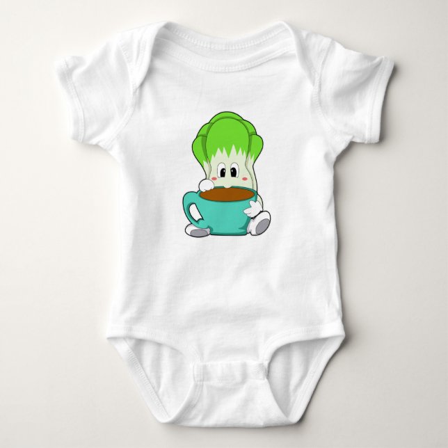 Salad with Cup of Coffee Baby Bodysuit (Front)