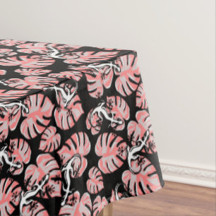Salamander And Pink Leaves Repeating Pattern Tablecloth