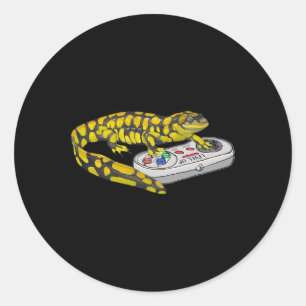Salamander Playing Video Game Salamanders Gamers  Classic Round Sticker