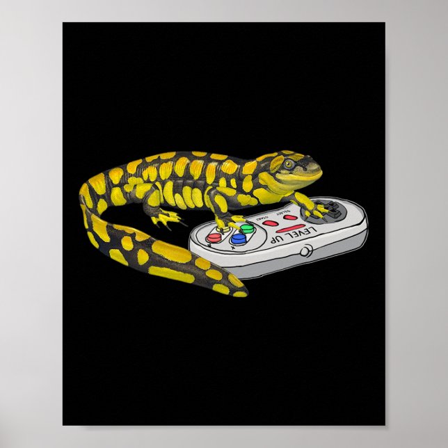 Salamander Playing Video Game Salamanders Gamers  Poster (Front)