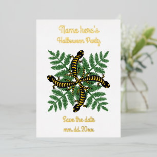 Salamanders and Fern leaves forest Halloween Foil Holiday Card