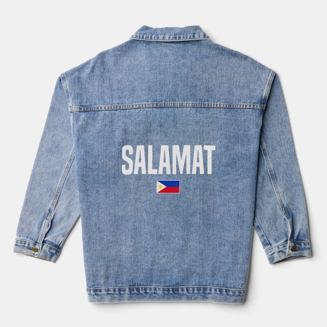Salamat Philippines Pinay Pinoy Filipina Filipino  Denim Jacket (Back)