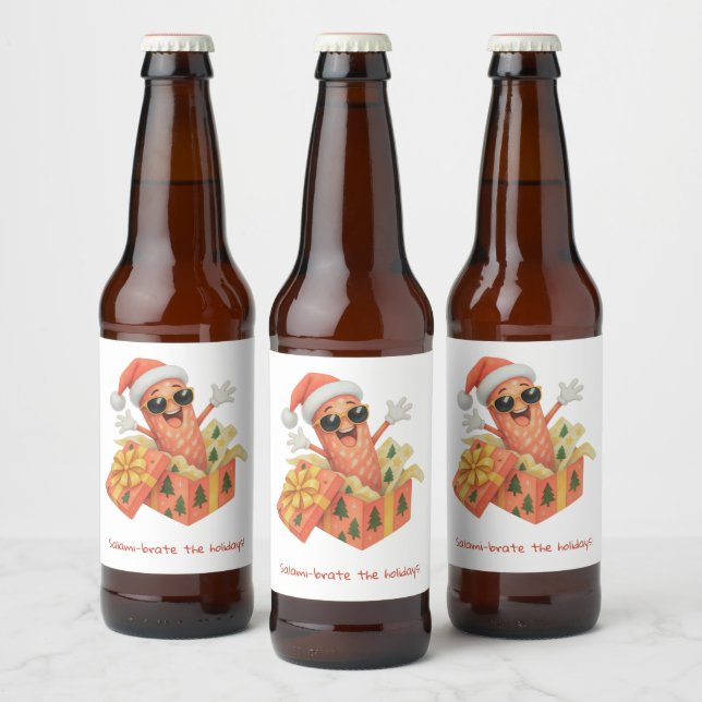 salami-brate the holidays! beer bottle label (Bottles)