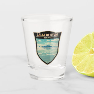 Salar de Uyuni Bolivia Travel Art Badge Shot Glass