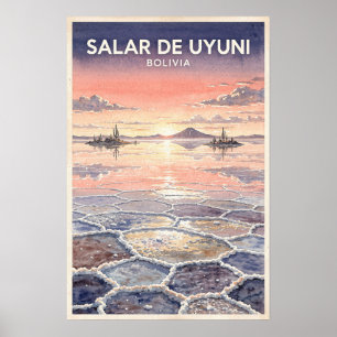 Salar de Uyuni Bolivia Vintage Travel Poster