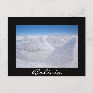Salar de Uyuni salt piles black border postcard
