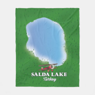 Salda Lake Turkey map Fleece Blanket