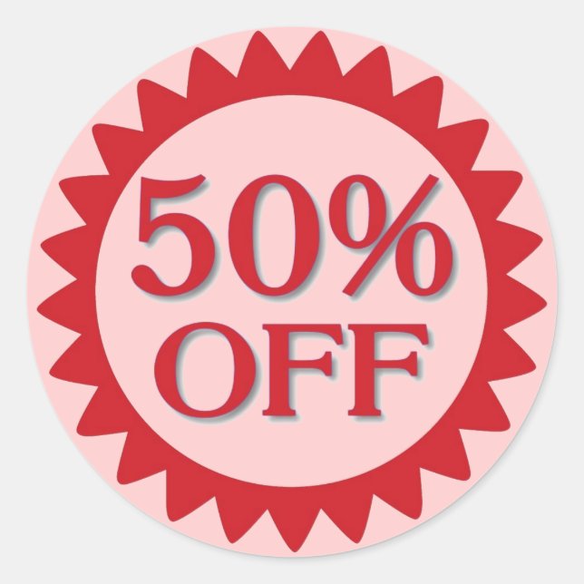 Sale 50 percent off pink red circle stickers (Front)