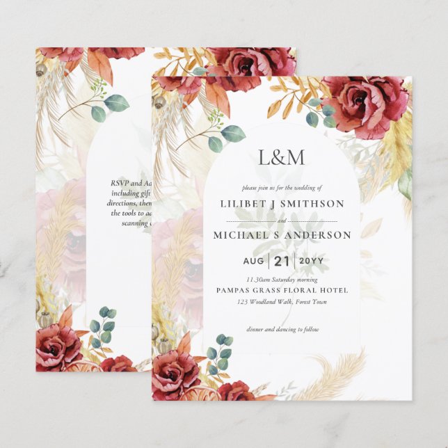 SALE! Boho Burgundy Gold Floral Country Barn Farm (Front/Back)