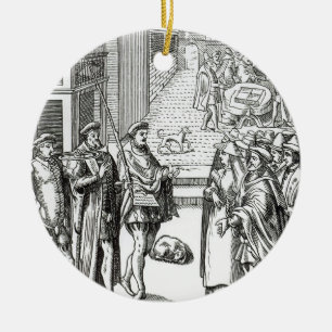 Sale by Town Crier, after a woodcut in 'Praxis Rer Ceramic Tree Decoration