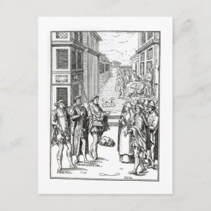 Sale by Town Crier, after a woodcut in 'Praxis Rer Postcard
