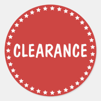 Sale Clearance Retail White Stars Classic Round Sticker
