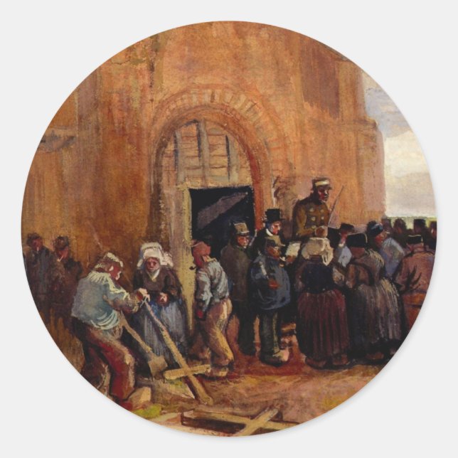Sale of Building Scrap by Vincent van Gogh Classic Round Sticker (Front)