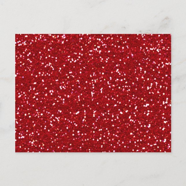 SALE! RED GLITTER POSTCARD-NOTE CARD-RECIPE CARD (Front)