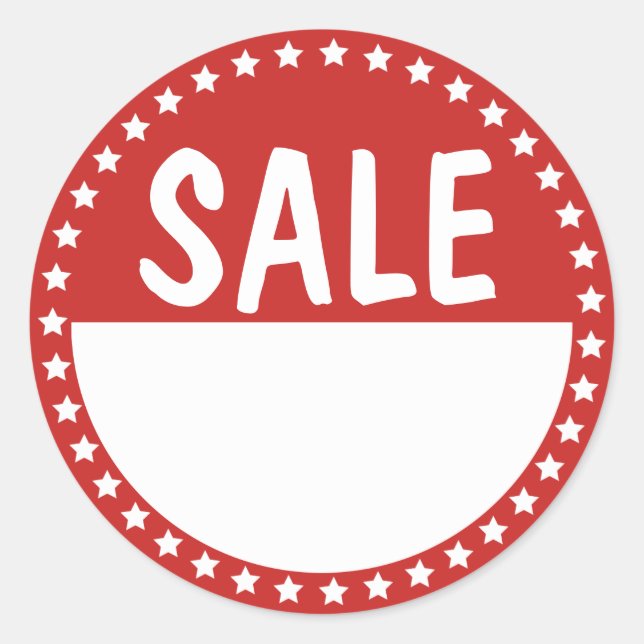 Sale Retail White Stars Writable Classic Round Sticker (Front)
