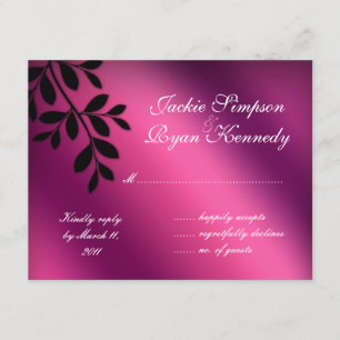 SALE! RSVP Reply Card Leaves Pink Purple Black