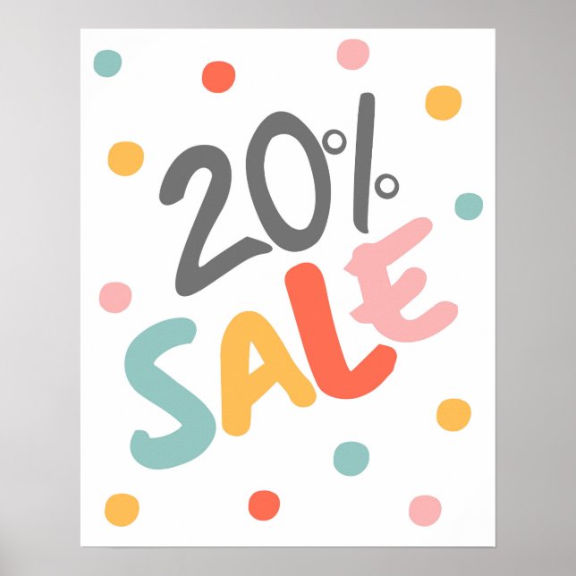 Sale Sign 20% Off, Boutique Sale Sign, Retail (Front)