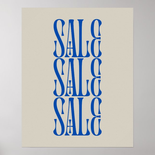 Sale Sign for Retail Stores, Blue Sale Poster (Front)