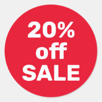 Sale Sticker 20% OFF – Modern Red & White Simple 