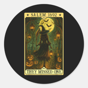Salem 1692 Halloween Witch They Missed One Tarot C Classic Round Sticker