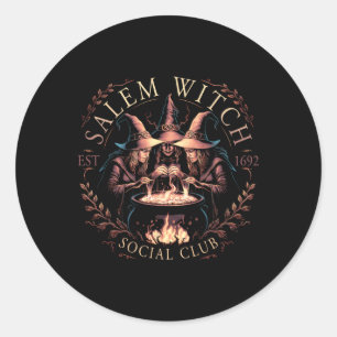 Salem 1692 Social Club Witch Halloween Witchy Wome Classic Round Sticker