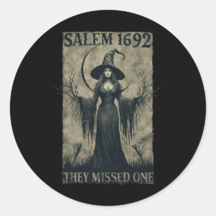 Salem 1692 They Missed One Halloween Feminist Witc Classic Round Sticker
