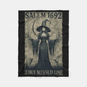 Salem 1692 They Missed One Halloween Feminist Witc Fleece Blanket