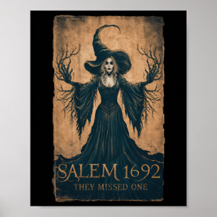 Salem 1692 They Missed One Halloween Feminist Witc Poster