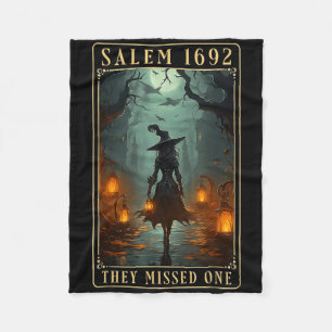 Salem 1692 They Missed One Halloween Witch  Fleece Blanket