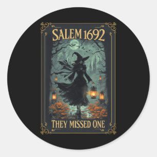 Salem 1692 They Missed One Halloween Witch Tarot C Classic Round Sticker