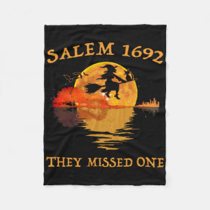 Salem 1692 They Missed One Witch Riding Broom Hall Fleece Blanket
