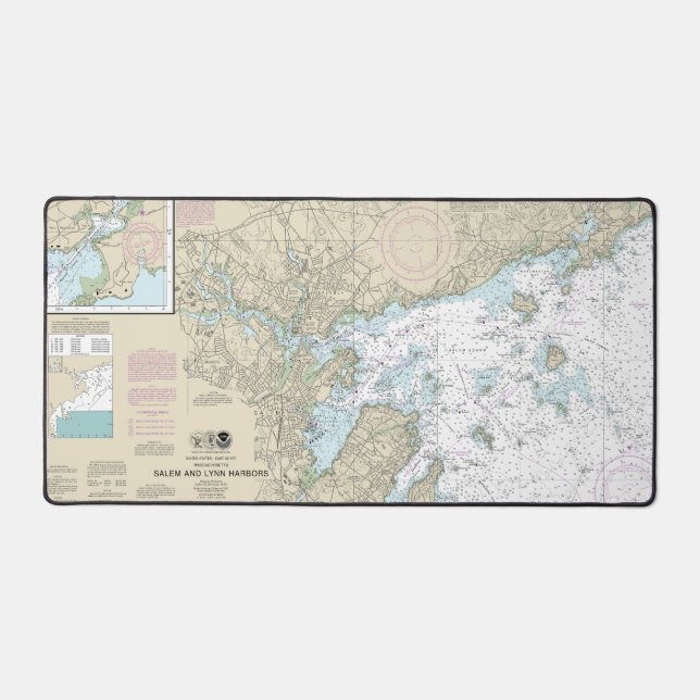 Salem and Lynn Harbours Nautical Chart 13275 Desk Mat (Front)