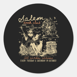 Salem Book Club Funny Bookish Halloween Spooky Rea Classic Round Sticker