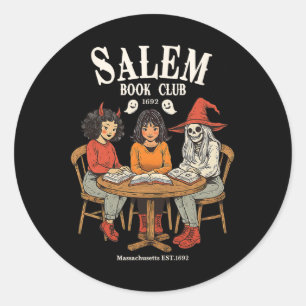 Salem Book Club Retro Halloween Bookish Halloween  Classic Round Sticker