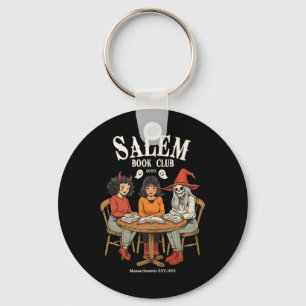 Salem Book Club Retro Halloween Bookish Halloween Key Ring