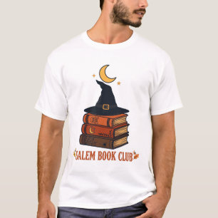 Salem Book Club Spooky Reading Halloween Typograph T-Shirt