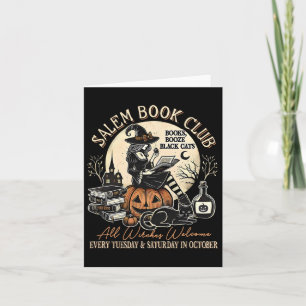 Salem Book Club Witch Cat Halloween Spooky Season Card