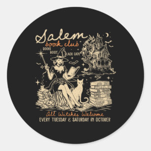 Salem Book Club Witches Witchy Witch Spooky Season Classic Round Sticker