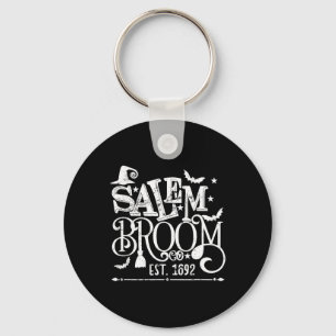 Salem Broom Co Est 1692 Fun Halloween Witch Saying Key Ring