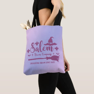 Salem Broom Company Blue and Purple Halloween Tote Bag