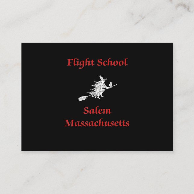 Salem Flight School Halloween Witch Apparel Gift Enclosure Card (Front)
