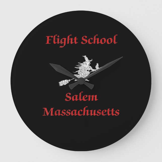 Salem Flight School Halloween Witch Apparel Gift Large Clock (Front)