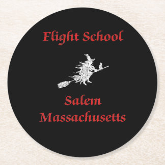Salem Flight School Halloween Witch Apparel Gift Round Paper Coaster