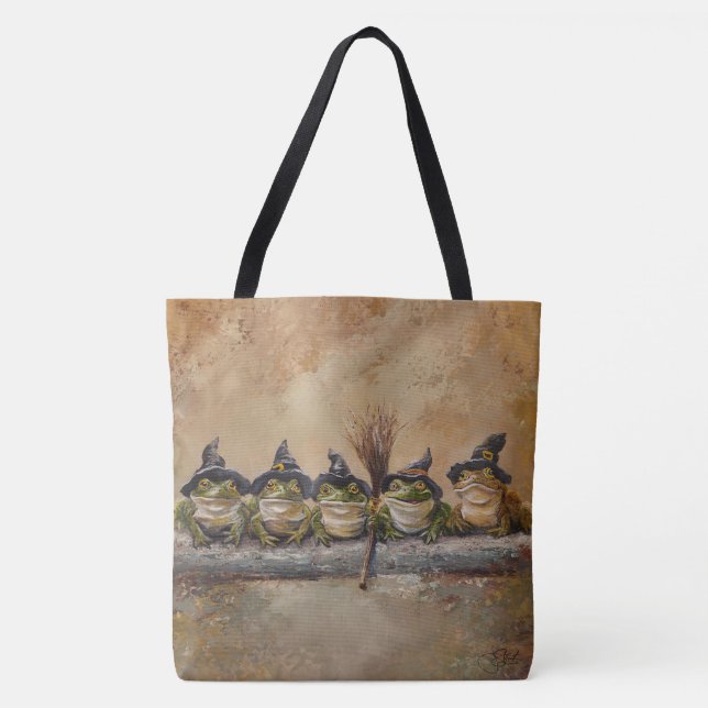 Salem Frogs Hand painted Tote Bag (Front)