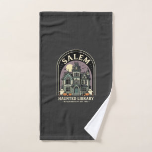 Salem Haunted Library Halloween Design_1 Hand Towel