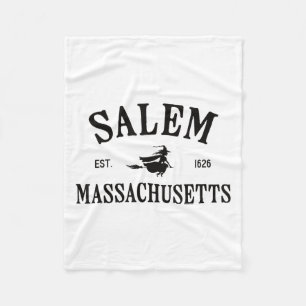Salem Machusetts Witch Flying Broomstick Halloween Fleece Blanket