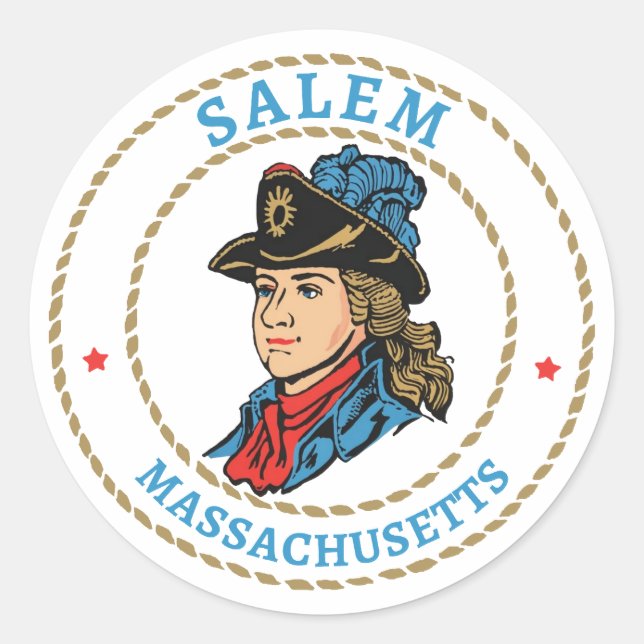 Salem Massachusetts Colonial Classic Round Sticker (Front)